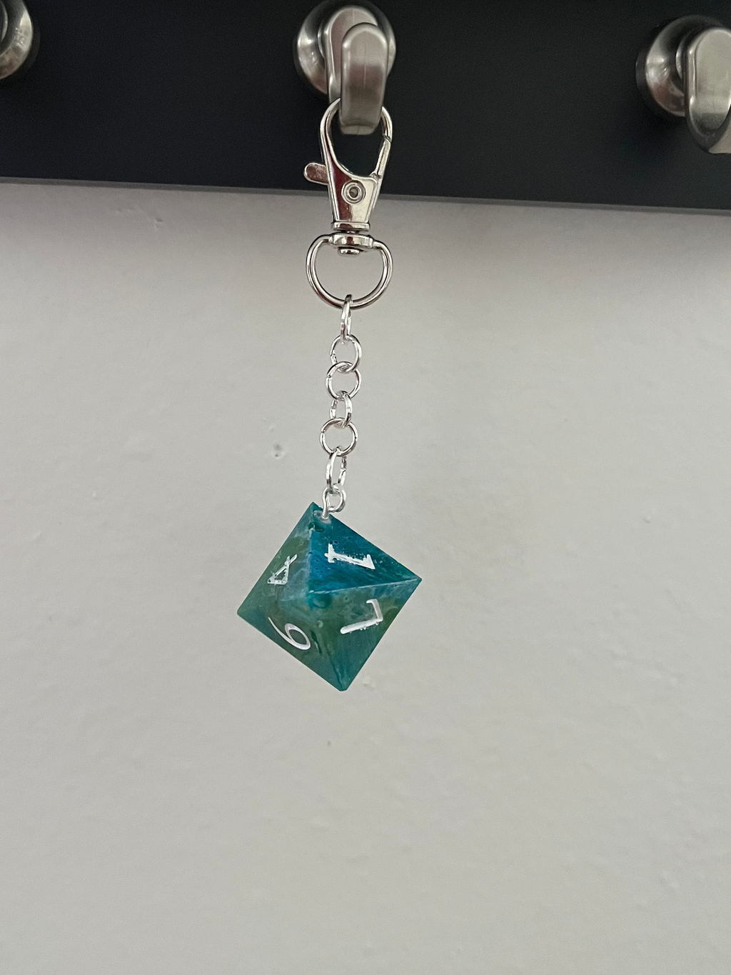 D8 Handmade Keychain -Blue with Gold Marbling