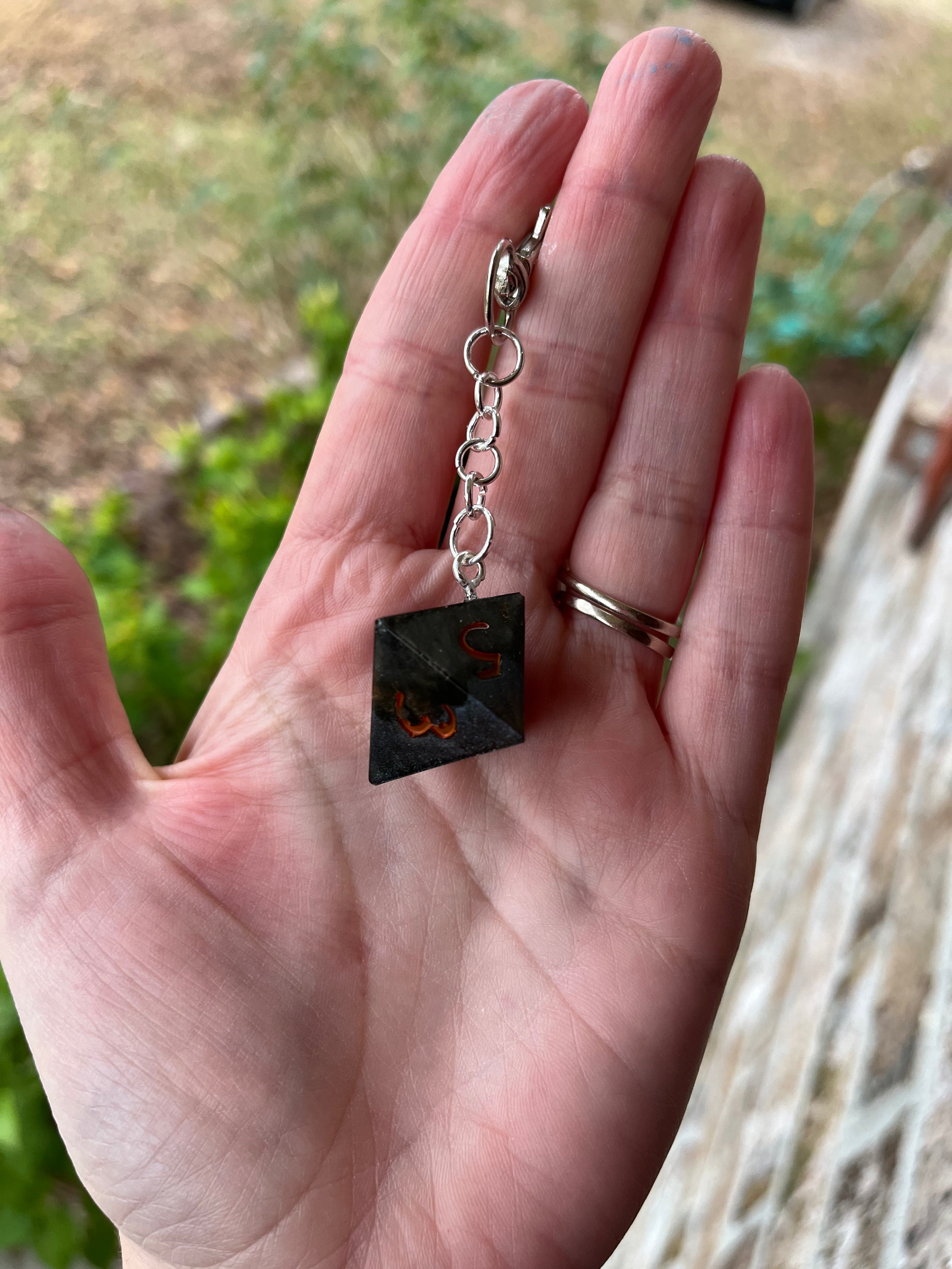 D8 Handmade Keychain - Black and Orange with Orange Numbers